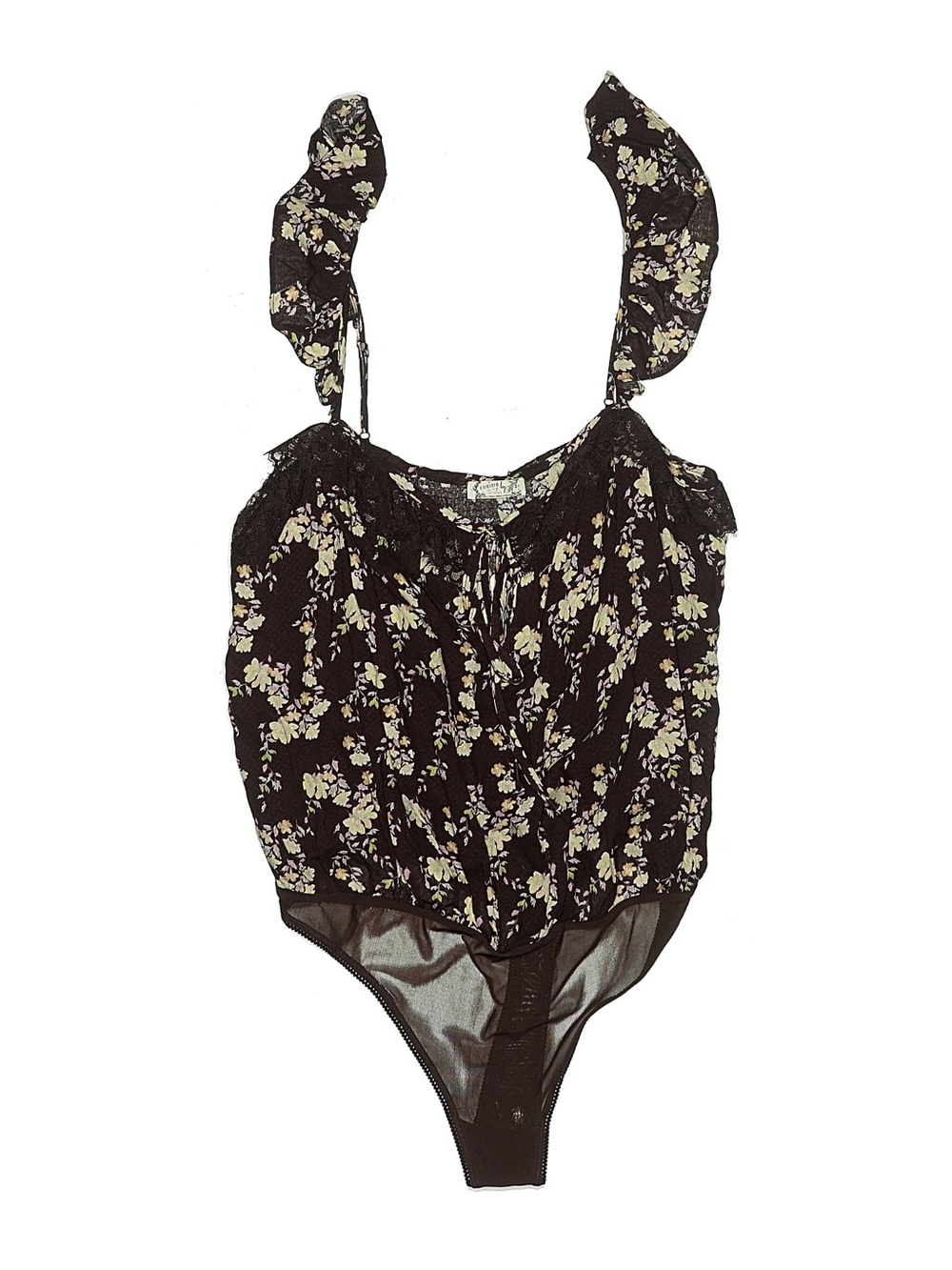 NWT Intimately by Free People Large Ruffle-Strap Sheer Bodysuit